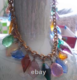 Full colors charm VINTAGE victorian art deco art glass necklace jewelry pendant