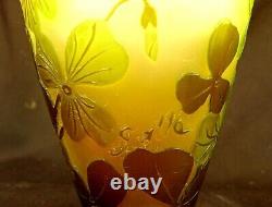 GALLE CABINET VASE 3 COLORS ANTIQUE CAMEO GLASS c. 1900