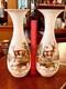 Gorgeous Antique Pair-french Opaline Art Glass Vases-mantle Vases-deer Scene