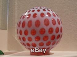 GWTW Coin Dot Cranberry Opalescent Glass Fenton Lamp Shade ball Globe, Victorian
