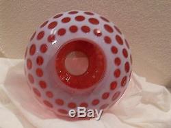 GWTW Coin Dot Cranberry Opalescent Glass Fenton Lamp Shade ball Globe, Victorian