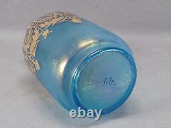German Bohemian Fritz Heckert Blue & Gold Iridescent Cypern Vase Circa 1900