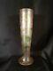 Gorgeous 1900's Mont Joye Cameo Muted Peach And Green Overlay Glass Vase