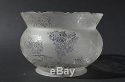Gorgeous Antique Victorian Etched Art Glass Lamp Shade Rural Country Scene Rare