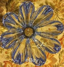 Gorgeous Art Glass MARKED Bowl Heavy Hand Blue Purple Opalescent Great Gift
