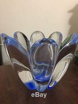Gorgeous Art Glass MARKED Bowl Heavy Hand Blue Purple Opalescent Great Gift