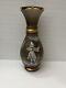 Gorgeous Mary Gregory Glass Victorian Man Playing Music Amber & Gold Vase 12