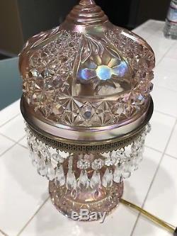 Gorgeous Pink Carnival Irridescent Glass Fenton lamp