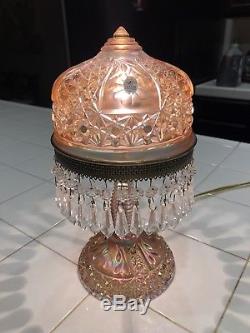 Gorgeous Pink Carnival Irridescent Glass Fenton lamp