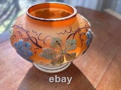 Gorgeous Victorian Art Glass Coralene Vase, Grape & Grape leaf Design Gorgeous Victorian Art Glass Coralene Vase, Grape & Grape leaf Design