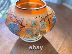 Gorgeous Victorian Art Glass Coralene Vase, Grape & Grape leaf Design Gorgeous Victorian Art Glass Coralene Vase, Grape & Grape leaf Design