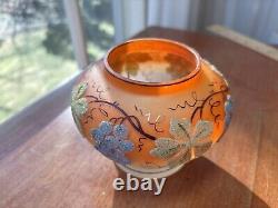 Gorgeous Victorian Art Glass Coralene Vase, Grape & Grape leaf Design Gorgeous Victorian Art Glass Coralene Vase, Grape & Grape leaf Design