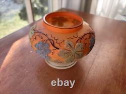 Gorgeous Victorian Art Glass Coralene Vase, Grape & Grape leaf Design Gorgeous Victorian Art Glass Coralene Vase, Grape & Grape leaf Design