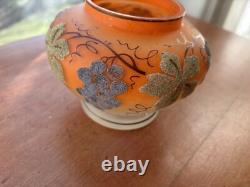 Gorgeous Victorian Art Glass Coralene Vase, Grape & Grape leaf Design Gorgeous Victorian Art Glass Coralene Vase, Grape & Grape leaf Design