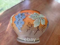 Gorgeous Victorian Art Glass Coralene Vase, Grape & Grape leaf Design Gorgeous Victorian Art Glass Coralene Vase, Grape & Grape leaf Design