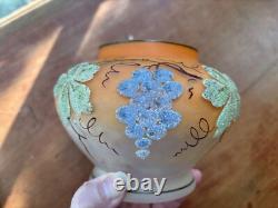 Gorgeous Victorian Art Glass Coralene Vase, Grape & Grape leaf Design Gorgeous Victorian Art Glass Coralene Vase, Grape & Grape leaf Design