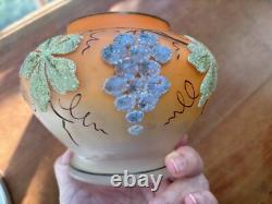 Gorgeous Victorian Art Glass Coralene Vase, Grape & Grape leaf Design Gorgeous Victorian Art Glass Coralene Vase, Grape & Grape leaf Design