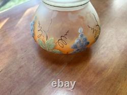 Gorgeous Victorian Art Glass Coralene Vase, Grape & Grape leaf Design Gorgeous Victorian Art Glass Coralene Vase, Grape & Grape leaf Design