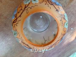 Gorgeous Victorian Art Glass Coralene Vase, Grape & Grape leaf Design Gorgeous Victorian Art Glass Coralene Vase, Grape & Grape leaf Design