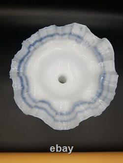 Gorgeous Victorian Art Glass White & Blue Cased Large Epergne Single 10.5 Horn