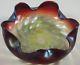 Gorgeous Victorian Loetz Garnet Or Burgandy To Green Art Glass Ruffled Bowl