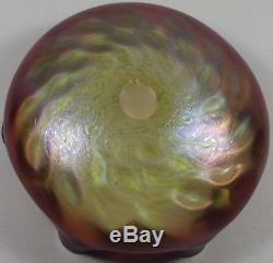Gorgeous Victorian Loetz Garnet or Burgandy To Green Art Glass Ruffled Bowl