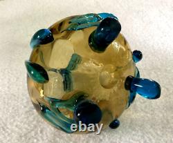 Gorgeous antique Stevens & Williams Stourbridge Art Glass Vase blue & amber