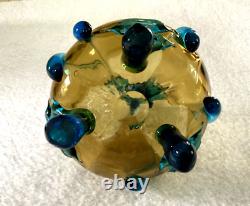 Gorgeous antique Stevens & Williams Stourbridge Art Glass Vase blue & amber