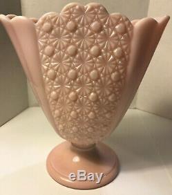 HTF Fenton Rose Pastel Daisy And Button Fan Vase 1954-56 Pink