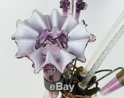 HUGE 31 Antique Victorian Amethyst Glass Epergne with Rigaree & Spear Cut Prisms