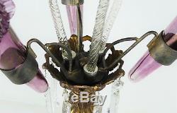 HUGE 31 Antique Victorian Amethyst Glass Epergne with Rigaree & Spear Cut Prisms