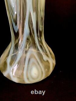 HUGE RARE VICTORIAN ART NOUVEAU OPALESCENT URANIUM VASELINE GLASS VASE 30.5 a/f