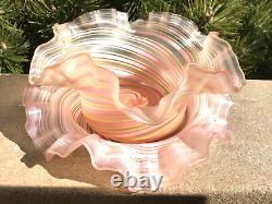 Hand Blown Latticino Glass Italian Art Glass Victorian 2 Piece Bowl Underplate