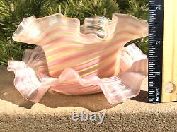 Hand Blown Latticino Glass Italian Art Glass Victorian 2 Piece Bowl Underplate