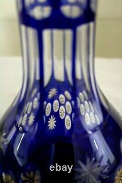 Hand Made Victorian Bohemian Moser Cobalt Blue Cut Glass Overlay Hookah Base