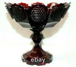 Hand Made Victorian Bohemian Moser Overlay Ruby Red French Cut Glass Tray