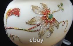 Harrach Antique Victorian Passion Flower Art Glass Vase with Hand Painted Frit