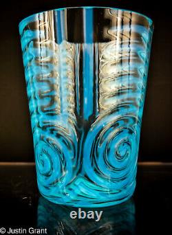 Harrach Bohemian Art Glass Floret Target Swirl Opalescent Vase