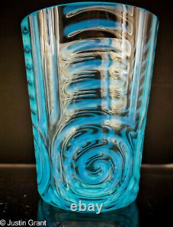 Harrach Bohemian Art Glass Floret Target Swirl Opalescent Vase