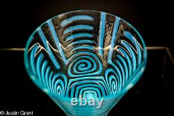Harrach Bohemian Art Glass Floret Target Swirl Opalescent Vase