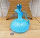 Hobbs, Brockunier #333 Satina Swirl Glass Cruet Antique 1887 Sapphire / Blue