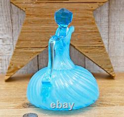 Hobbs, Brockunier #333 Satina Swirl Glass Cruet Antique 1887 Sapphire / Blue