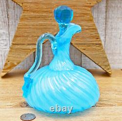 Hobbs, Brockunier #333 Satina Swirl Glass Cruet Antique 1887 Sapphire / Blue