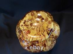 Hobbs Brockunier Art Glass Cranberry Optic Swirl Splatter Vase with Mica 10