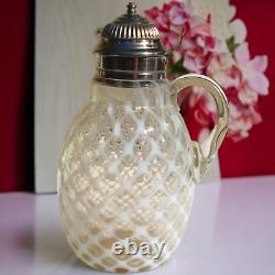 Hobbs Brockunier Clear Opalescent Pattern Bubble Lattice Syrup Jug Nice