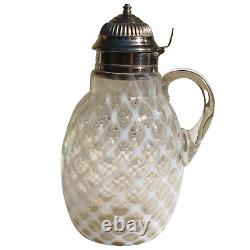 Hobbs Brockunier Clear Opalescent Pattern Bubble Lattice Syrup Jug Nice