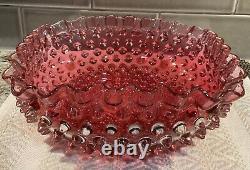 Hobbs Brockunier Dew Drop (hobnail) Cranberry Red Large Bowl