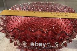 Hobbs Brockunier Dew Drop (hobnail) Cranberry Red Large Bowl