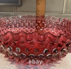 Hobbs Brockunier Dew Drop (hobnail) Cranberry Red Large Bowl