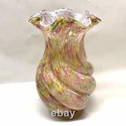 Hobbs Brockunier Spangled 1880's Glass Vase, Splatter Art Glass, Victorian